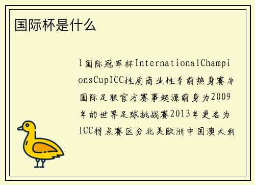 国际杯是什么